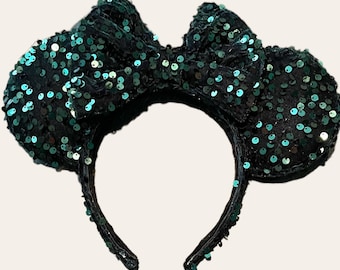 Pine Pixie Green Sequin & Velvet Mouse Ears, Minnie Ears, Mickey Ears