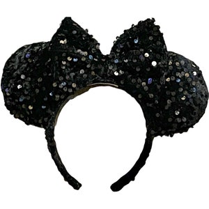 Dark Side Black Sequin & Velvet Mouse Ears, Minnie Ears, Mickey Ears