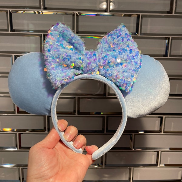 Glass Slipper Blue Velvet Cinderella Inspired Mouse Ears, Minnie Ears, Mickey Ears