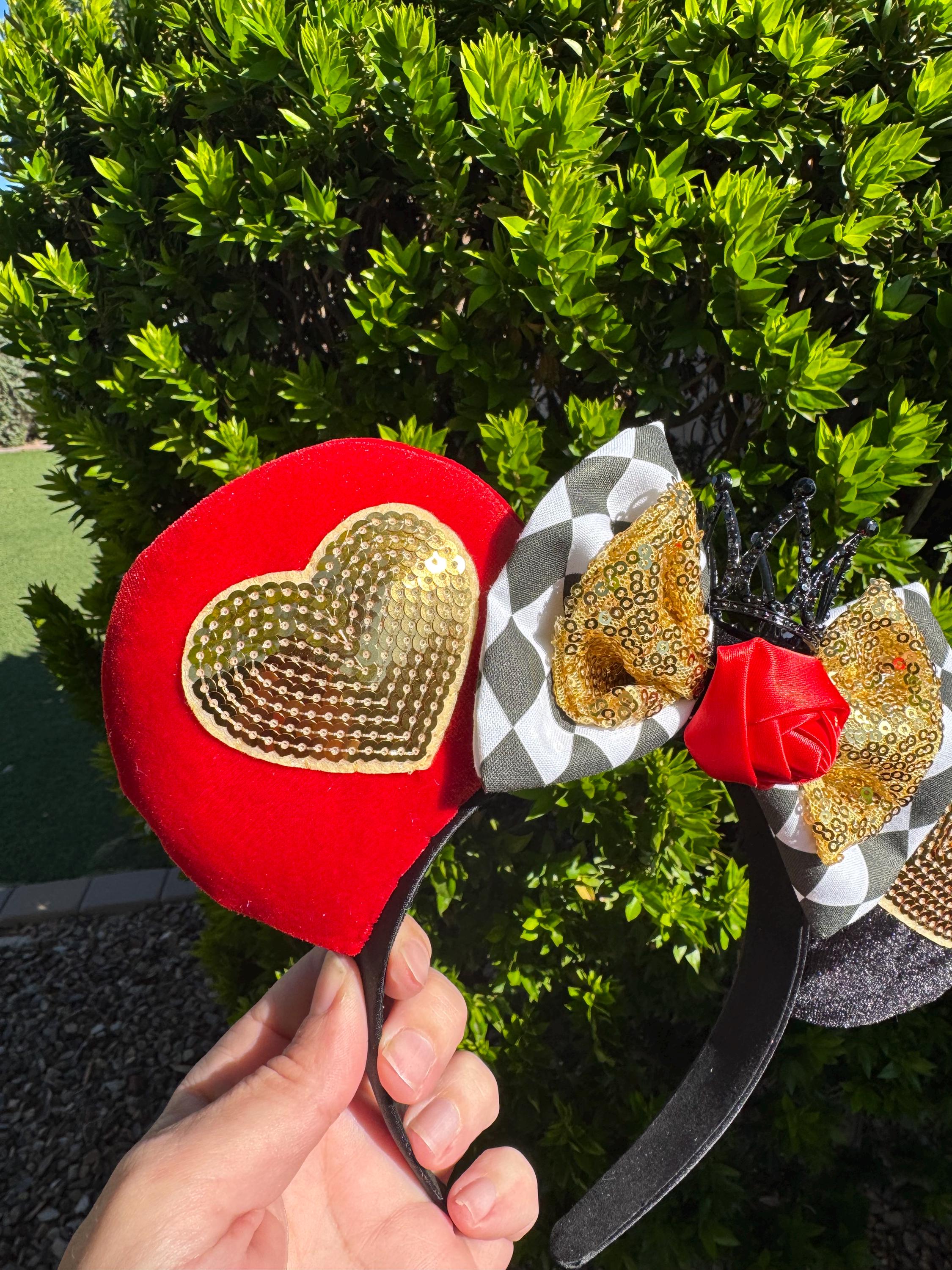 Disney Villains Sequin Headband Alice In Wonderland Queen Of Hearts Minnie Ears Evil Queen Mickey Ears - Mouse Ears Headband – Little Ears  main image 2