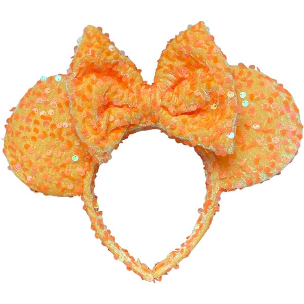 Mango Peach Sequin Mouse Ears, Minnie Ears, Mickey Ears