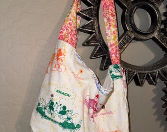 Upcycled Minnie Mickey Mouse Tote Bag - Purse - Tie bow strap