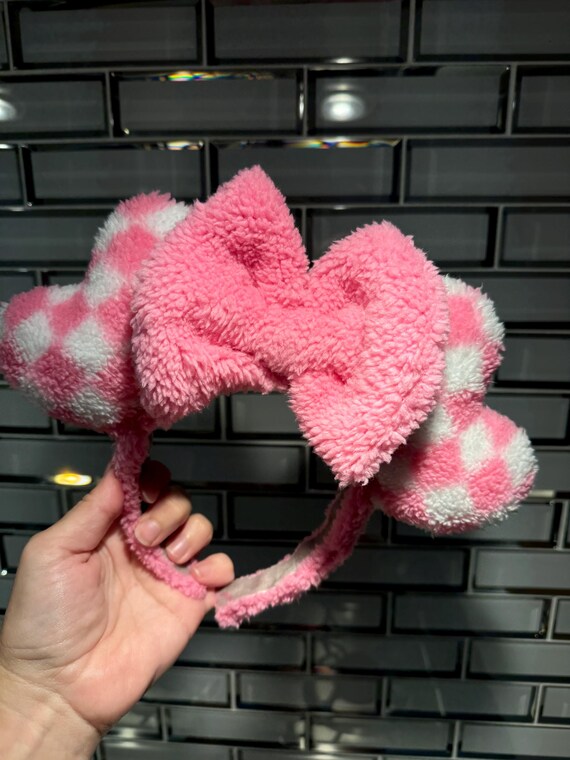 Disney Ears Headband Minnie White and Pink Hearts Valentines Disney Parks Pink with White Hearts Valentines Minnie Ears  main image 3