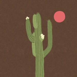 Instant Download - Flowering Saguaro Cactus - Digital Art