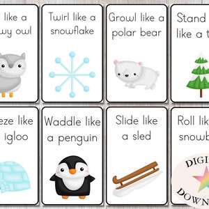 Winter Movement Cards, Christmas Games Printable, Unique Stocking Stuffers, Flash Cards, Montessori Materials, Toddler Busy Book, Activities
