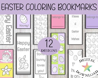 Easter Bookmarks, Coloring Bookmarks, Easter Coloring Pages, Easter Basket Stuffers, Unique Bookmarks, Easter Basket Tag, Bookmark Set
