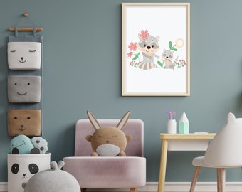 Sweet loving animal printable art | Kids Printable Wall Art | Nursey Wall Art | Playroom Wall Decor | Girls room wall art printable