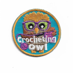 Crocheting Owl Iron on Patch 2" x 2" Made in Canada