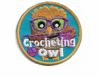 Crocheting Owl Iron on Patch 2" x 2" Made in Canada