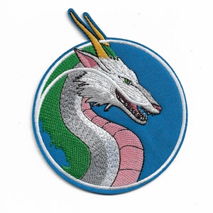 Japanese Anime Spirited Away River God Dragon Haku Embroidered Iron on Patch 3 1/2"