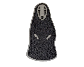 No Face Ghost Embroidered Iron on Sew On Patch Japanese Anime Ghibli Spirited Away 3 1/2" x 1 1/2"