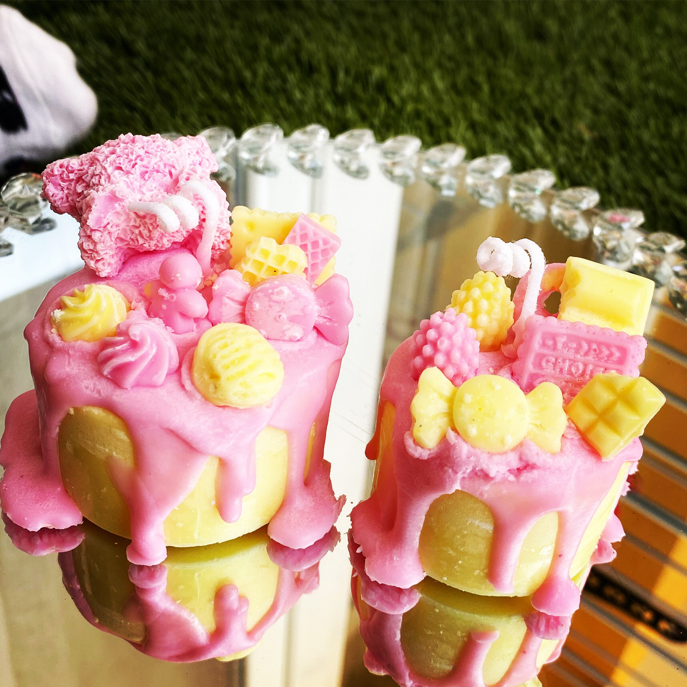 Dessert Candle, Mini Cake Cute Faux Cake, Decorative Food Kawaii Pink Teddy Gift Birthday Candle