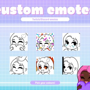 CUSTOM Colour Emotes | Chibi Emotes | Girl Twitch Emotes