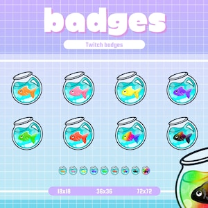 Fishbowl Twitch Badges | Colourful | Bit Badges | Subscriber Badges