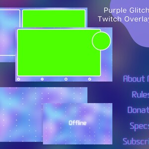 Purple Glitch Twitch Overlays, Panels & Animated Scenes
