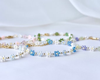 Beaded Flower Bracelet | Seed Bead Daisy | Friendship Bracelet