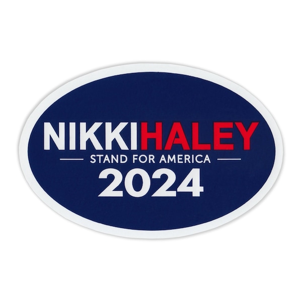 Nikki Haley 2024 Bumper Sticker Decal - Vote GOP Republican - Stand For America - United States President - 6" x 4" Bumper Sticker