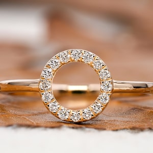 Open Circle Lab Grown Diamond Ring,Minimalist O Ring,Simple Round Gift Ring,Dainty Diamond Ring,Daily Wear Ring,Modern Daily Ring For Women,