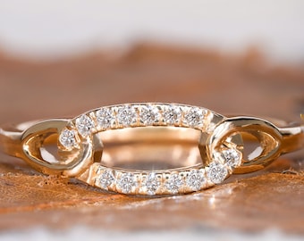 14k Solid Gold Chain Link Ring,Lab Diamond Link Ring,Minimalist Chain Link Band,Fashion Ring For Women,Shiny Band,Statement Ring For Her