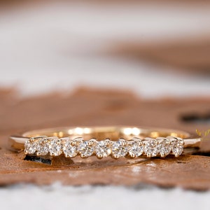 Lab Grown Diamond Half Eternity Band Ring,14k Gold Minimalist Wedding Ring,Stackable Diamond Ring,Dainty Diamond Ring,Anniversary Ring