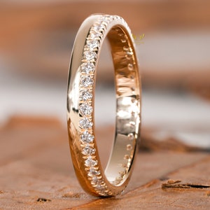 Small Round Diamond Full Eternity Band Ring,Lab Diamond Wedding Ring,Two Row Stacking Ring,Minimalist Bridal Ring,Band Ring For Women