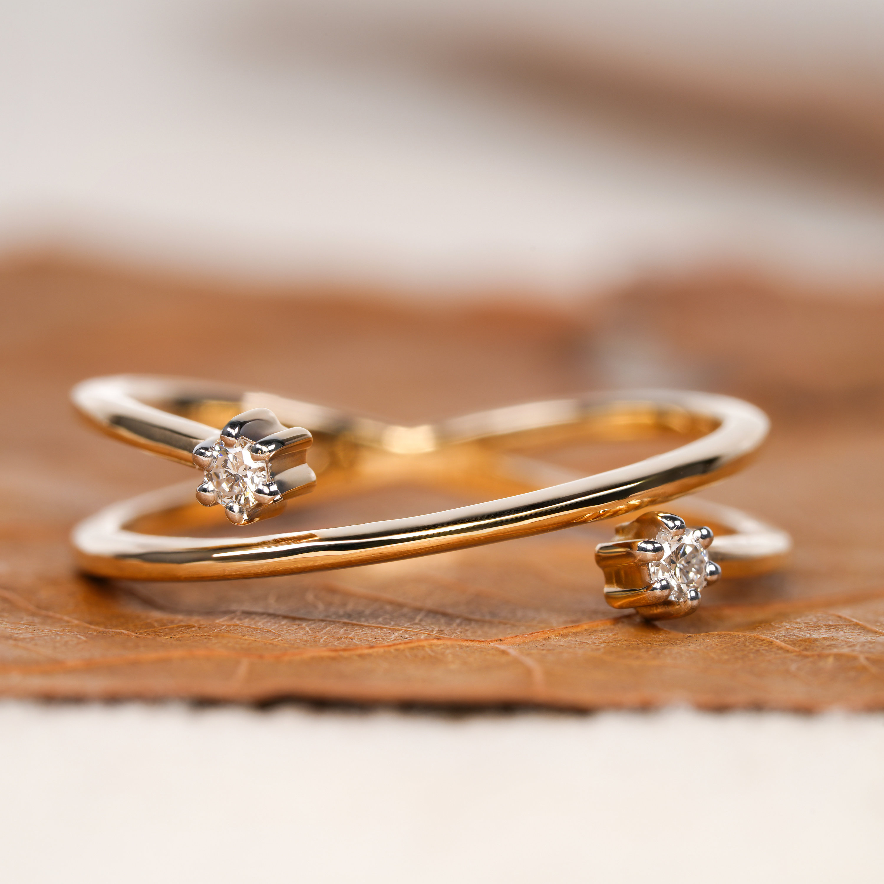 Criss Cross Natural Diamonds Ring For Women Thine Stackable Ring Unique Open Band Ring X Minimalist Ring Two Stone Ring Gift For Her