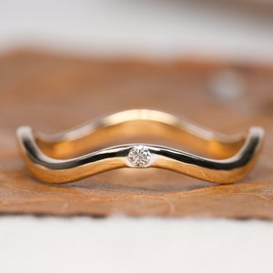 Arch Bezel Solo Diamond Ring Affordable Natural Diamond Ring for Women Dainty Curved Ring Tiny Diamond Solitaire Ring Stacking Ring For Her
