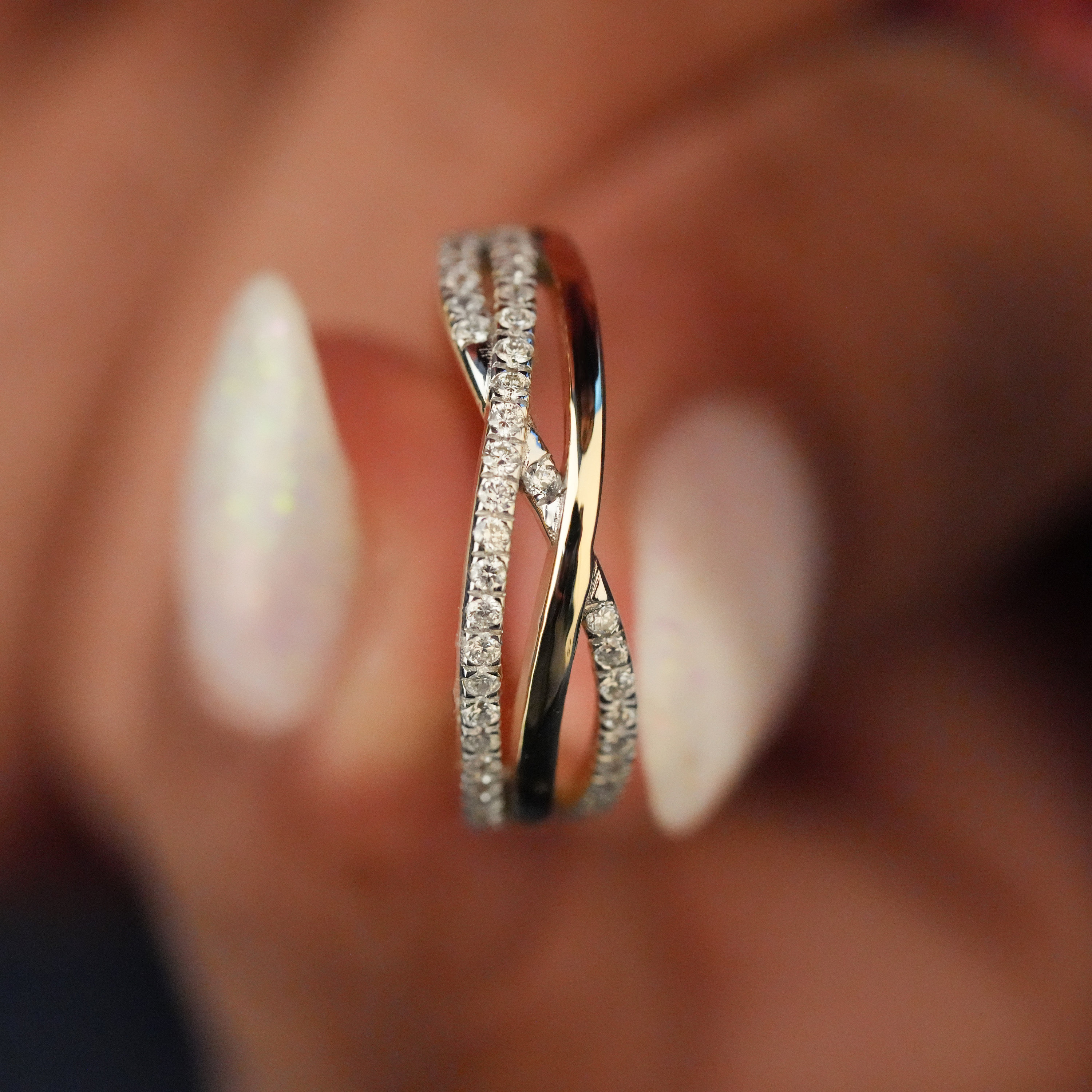 1CT echte Moissanite of gesimuleerde diamant Twisted Wrapped Criss Cross Crossover Infinity verlovingsring voor dames