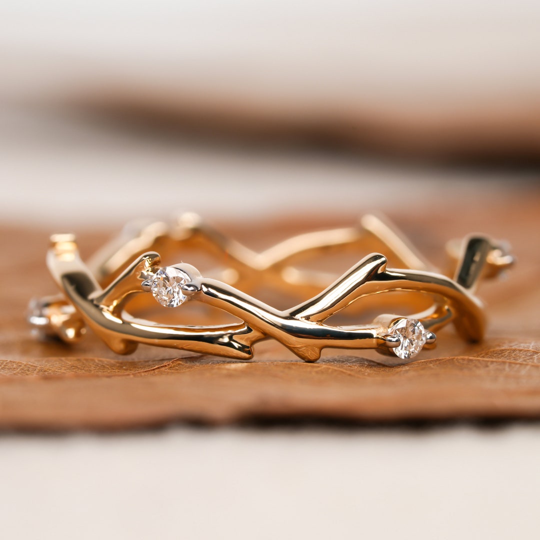 Minimalist Twig Engagement Ring Art Deco Branch Lab Grown Diamond ...