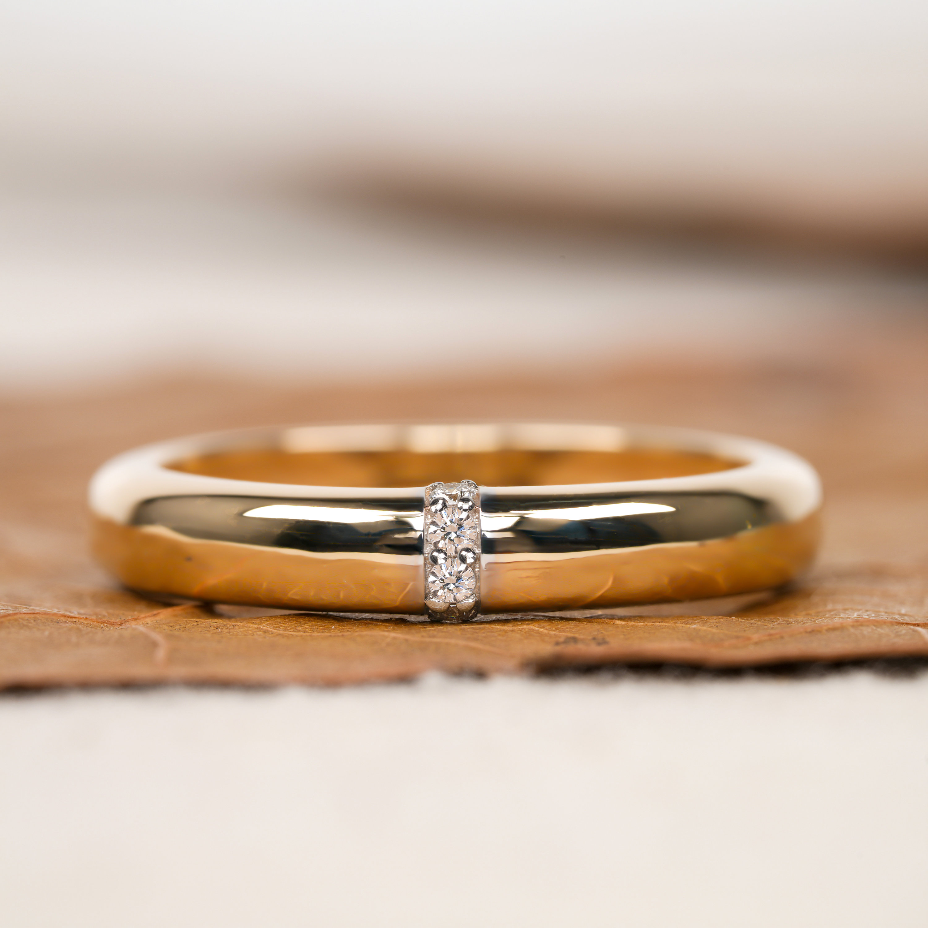 14K Solid Gold Dainty Bubble Ring Minimalist Line Dome Promise Ring Tiny Lab Diamond Pave Statement Ring Simple Bombe Pinky Ring For Her