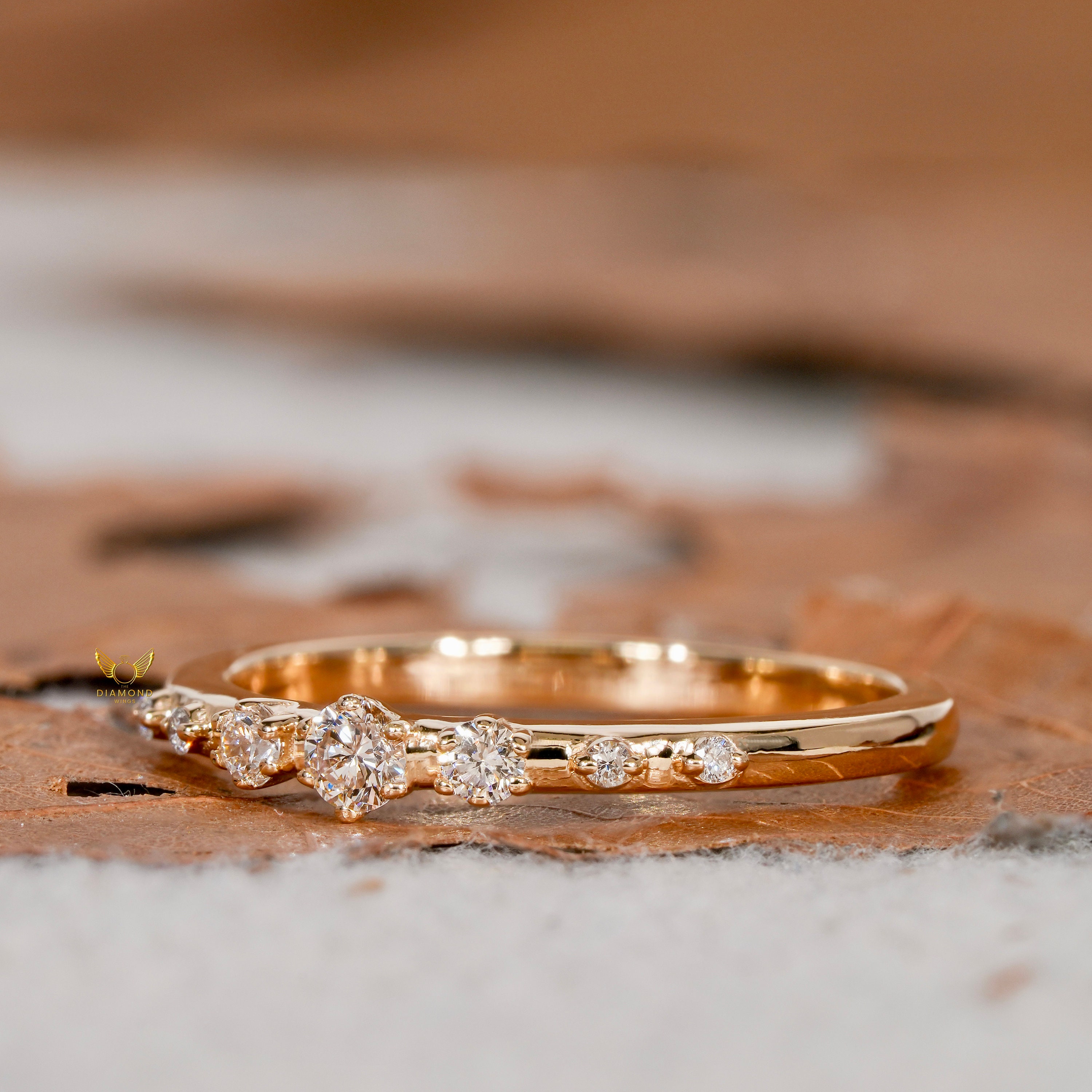 Lab Grown Diamond 7 Stone Wedding Engagement Ring,14k Solid Gold