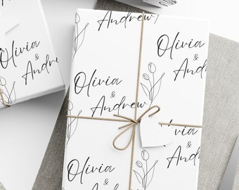 Personalized Couple Name Gift Wrapping Paper: Modern Wedding Anniversary