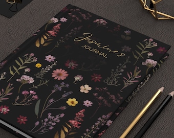 Personalized Journal Notebook Matte Hardcover - Vintage Wildflower Floral Garden