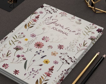 Personalized Journal Notebook for Women - Wildflower Floral Day Garden - Off White Matte Hardcover