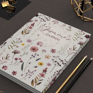 Personalized Journal Notebook for Women - Wildflower Floral Day Garden - Off White Matte Hardcover