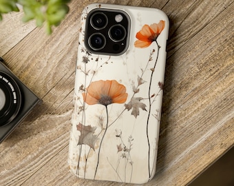 Capa MagSafe e fina com estampa floral de outono para iPhone