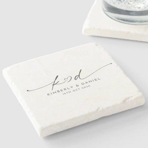 Personalized Stone Coaster, Marble Limestone, Couples Anniversary Gift
