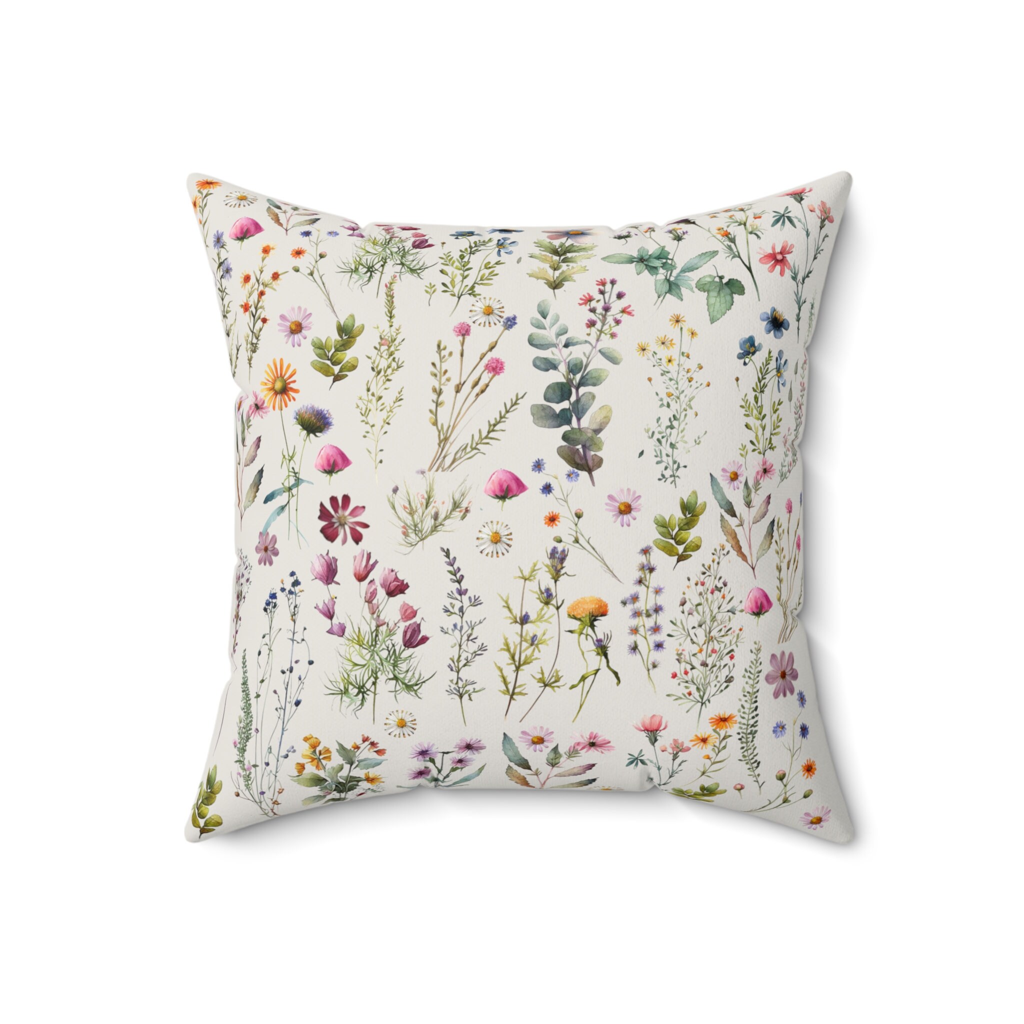 Boho Floral Throw Pillow Cottagecore Decor Spring Summer Etsy
