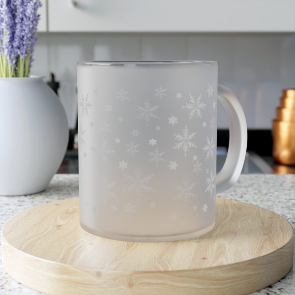 Christmas Holiday Frosted Glass Mug with Snowflake