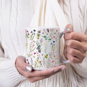 Floral Coffee Mug - Wildflower Meadow Spring Summer Collection, 15oz
