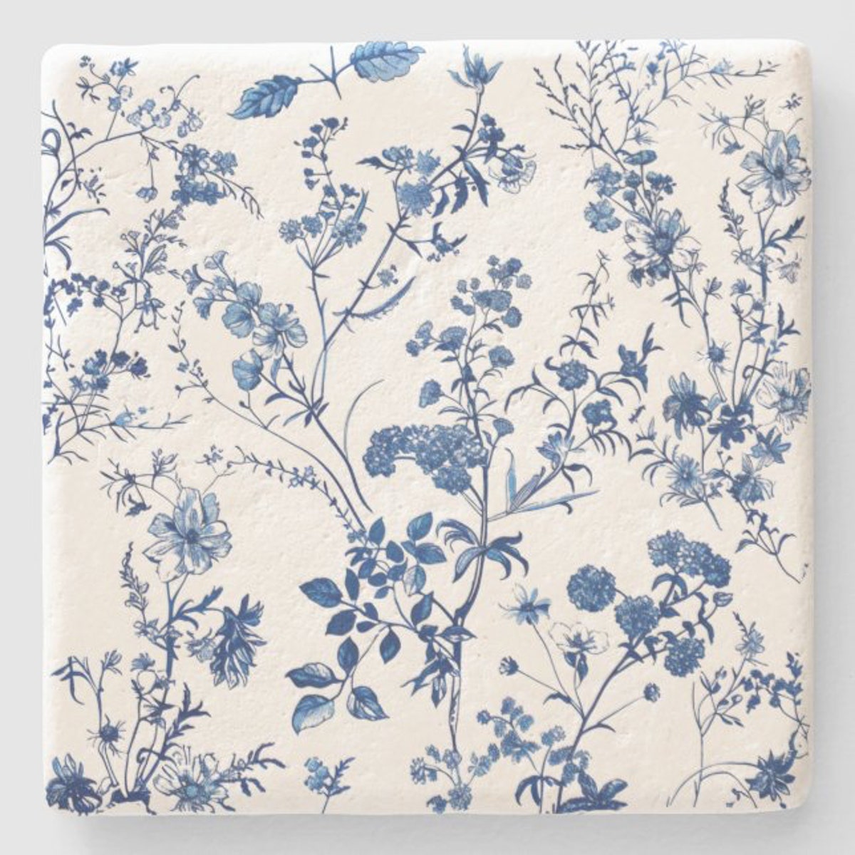 Coaster Set, Ceramic, Limestone, Marble Stone French Home Decor Coasters Floral Toile De Jou Blue Wildflower Grand Millennial Gift Set - Etsy