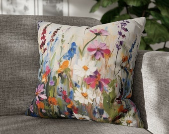 Boho Floral Throw Pillow - Spring Summer Collection