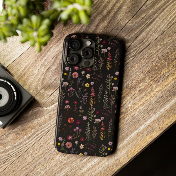 Personalized Slim iPhone Case with MagSafe - Vintage Floral WildFlower Cottagecore Collection