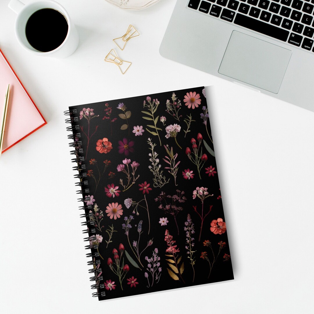 Personalized Spiral Journal Notebook Wild Flower Floral Night Etsy