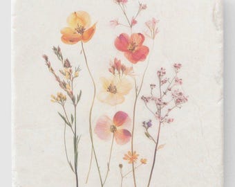 Stone Coaster: Spring Floral Marble Coaster Wildflower