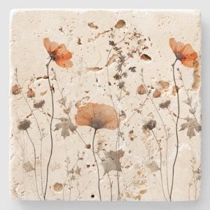 Stone Coaster Set: Fall Thanksgiving Home Decor, Floral Gift