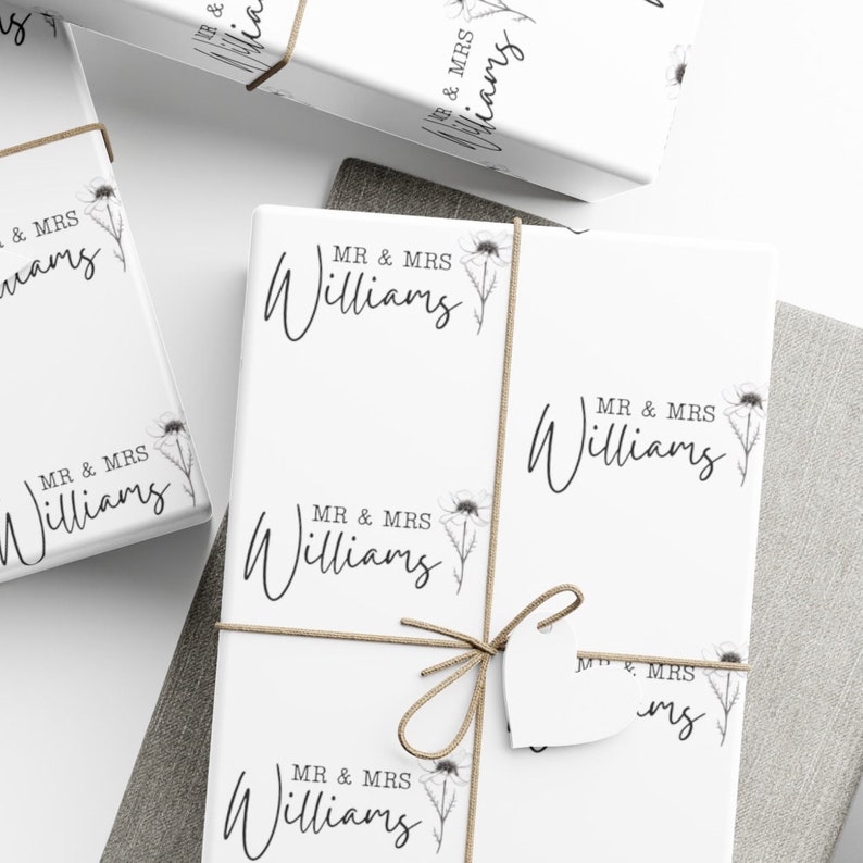 Personalized Wedding Gift Wrapping Paper White Etsy