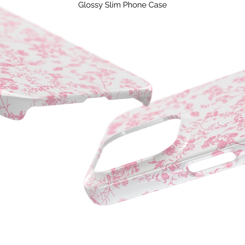 Pode incluir: Uma capa de telefone branca com um padr&atilde;o floral rosa. A capa &eacute; brilhante e fina.