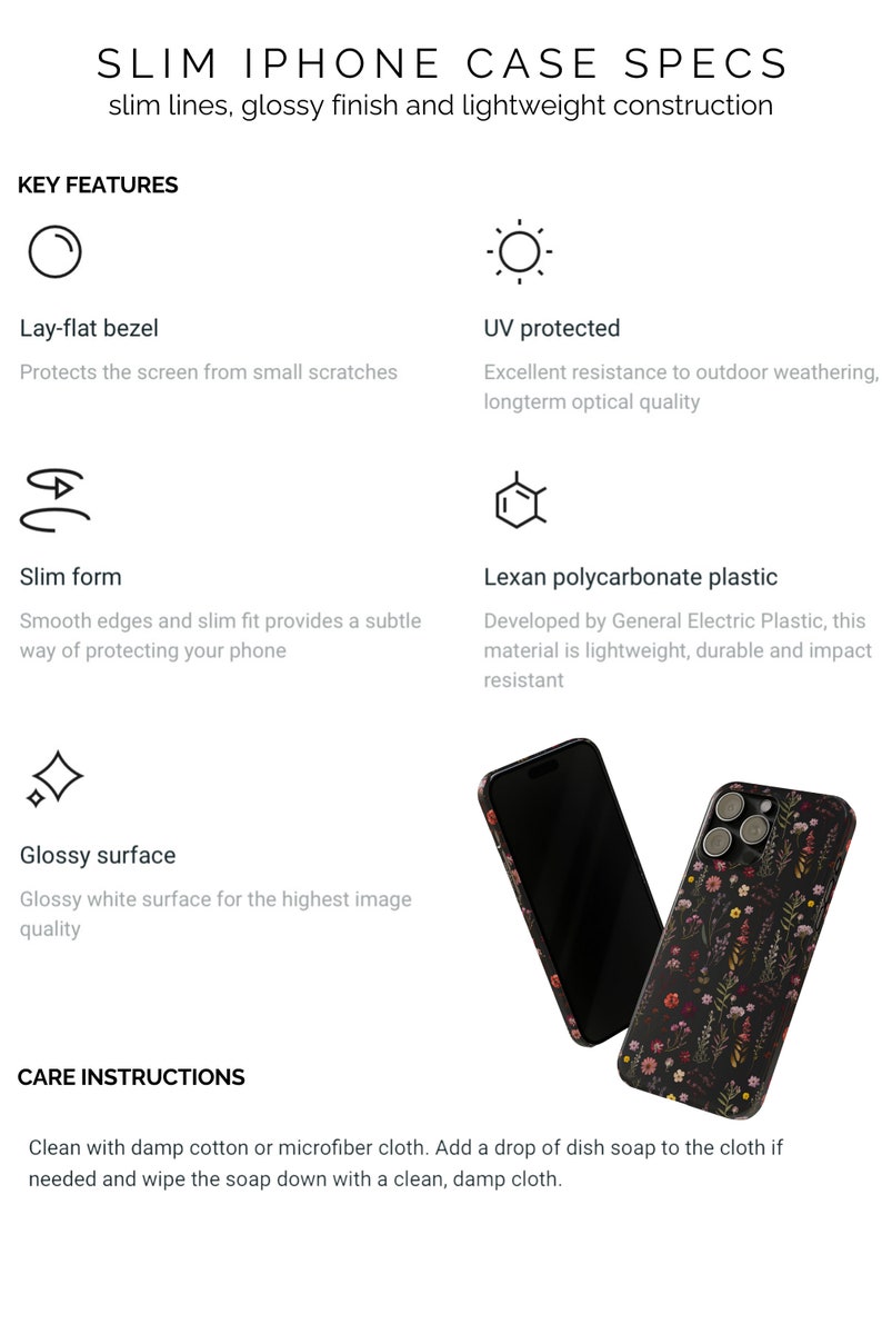 Pode incluir: Uma capa fina para iPhone com um design de estampa floral. A capa &eacute; feita de pl&aacute;stico de policarbonato Lexan e apresenta uma moldura plana, prote&ccedil;&atilde;o UV e uma superf&iacute;cie brilhante. A capa &eacute; leve e dur&aacute;vel, e fornece uma maneira sutil de proteger seu telefone.