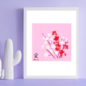 Wall Art Decor | Sakura Kawaii Poster | living room art | Cute Japanese Cherry Blossom Branches Aesthetic | Pink pastel decor